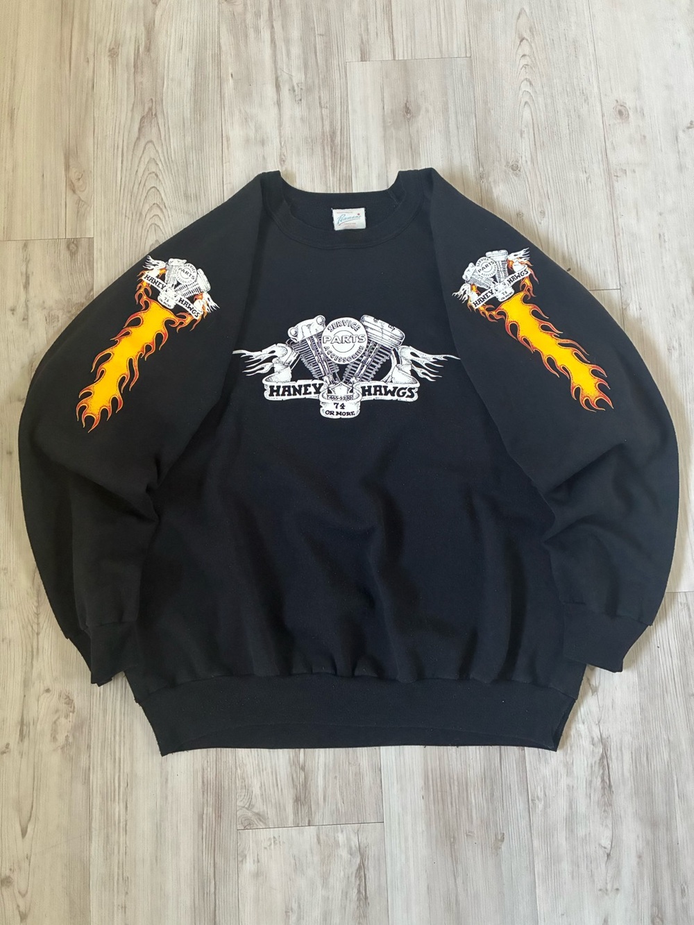 Vintage 90s Haney Hawgs Motorcycle Graphic Sweatshirt